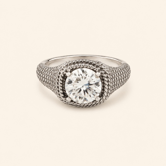 Bague solitaire 50's