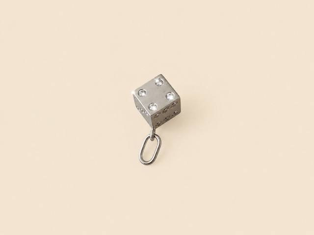 Pendentif mini chance or blanc et diamants