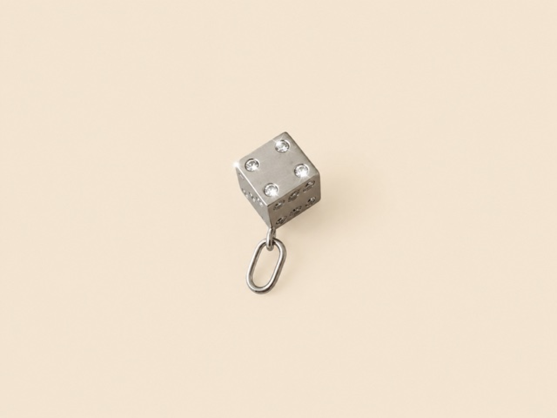 Pendentif mini chance or blanc et diamants