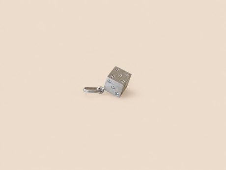 Pendentif mini chance or blanc et diamants