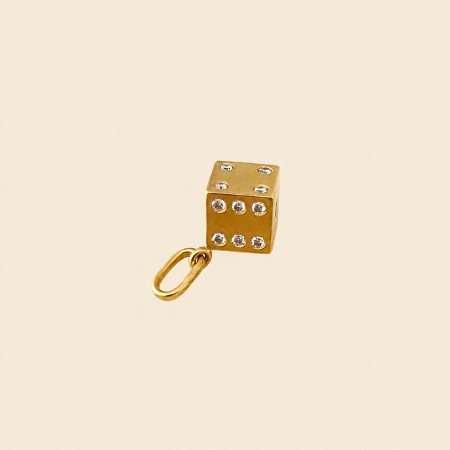 Pendentif mini chance or jaune et diamants
