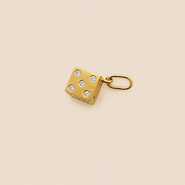 Pendentif mini chance or jaune et diamants