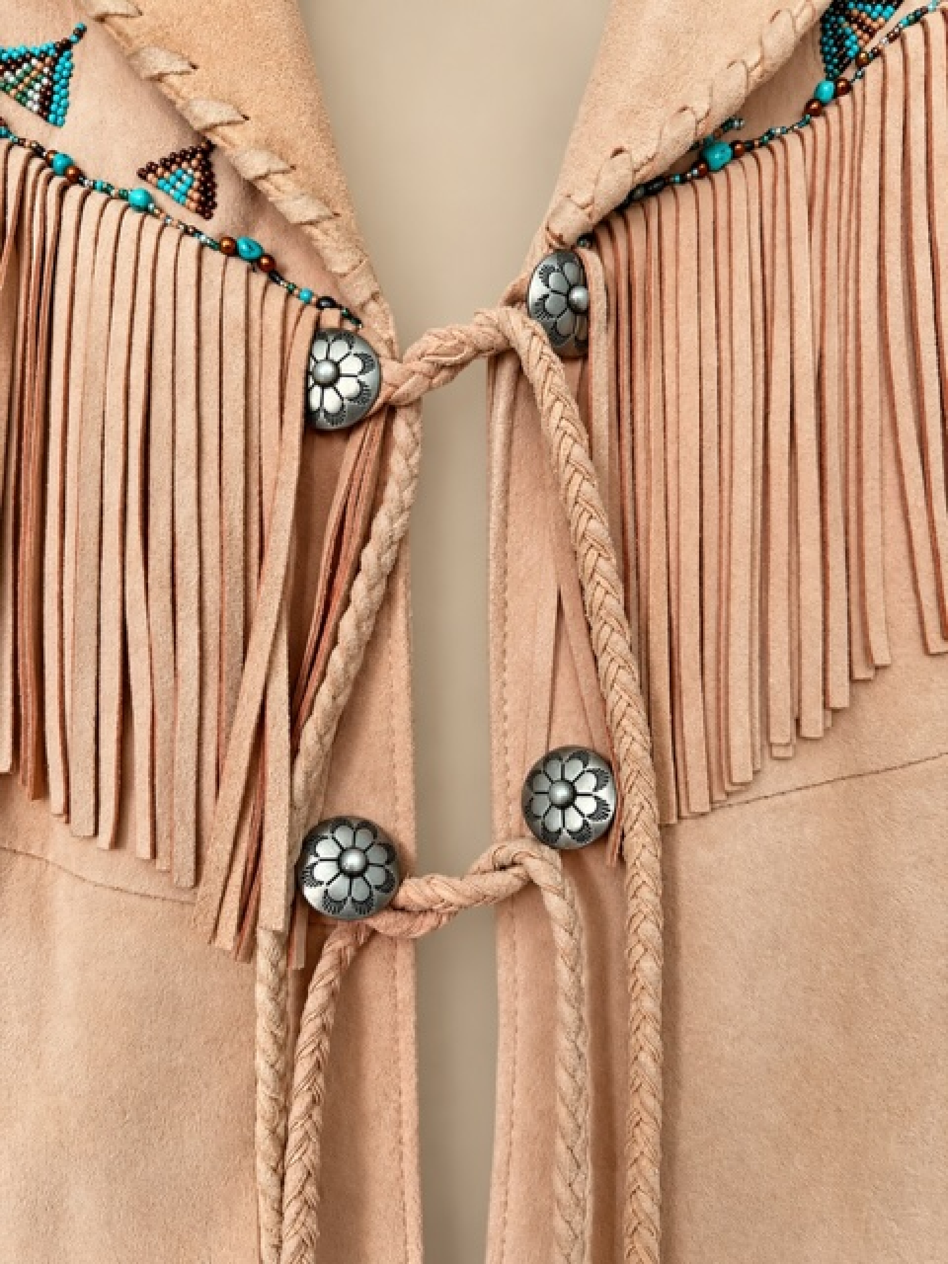 Veste de collection en daim et turquoise