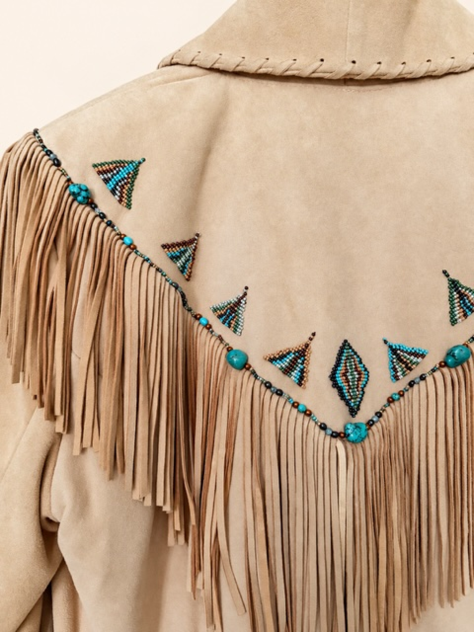 Veste de collection en daim et turquoise