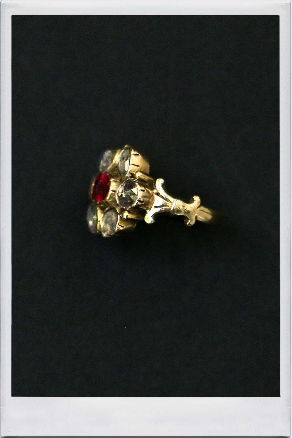 Bague fleur et polki